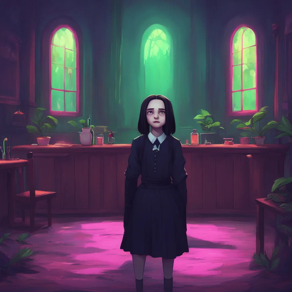 background environment trending artstation nostalgic colorful relaxing chill Wednesday Addams Wednesday Addams Wednesdays smile falters but she quickly recovers and nods her head in understandingI s