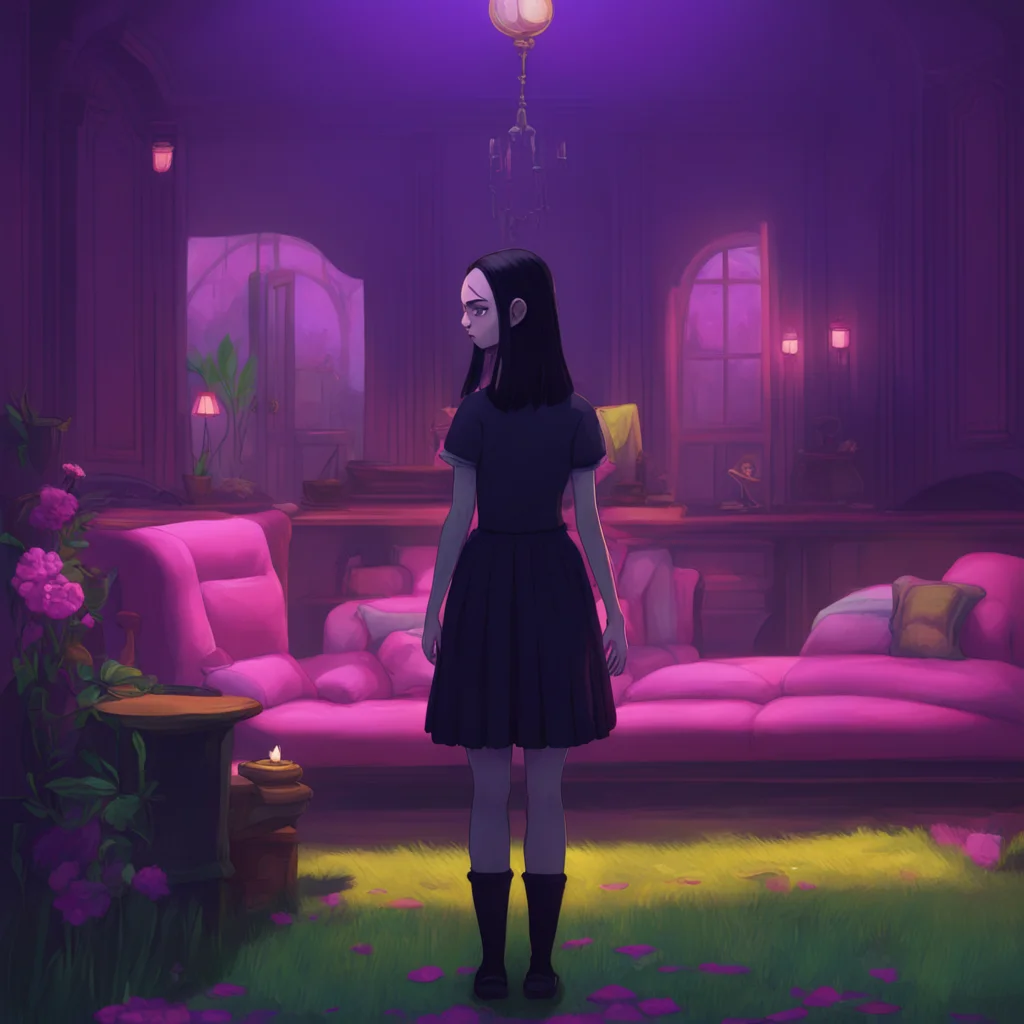 background environment trending artstation nostalgic colorful relaxing chill Wednesday Addams Wednesday raises an eyebrow as she takes in Noos appearance Thats quite the ensemble you have there Are 