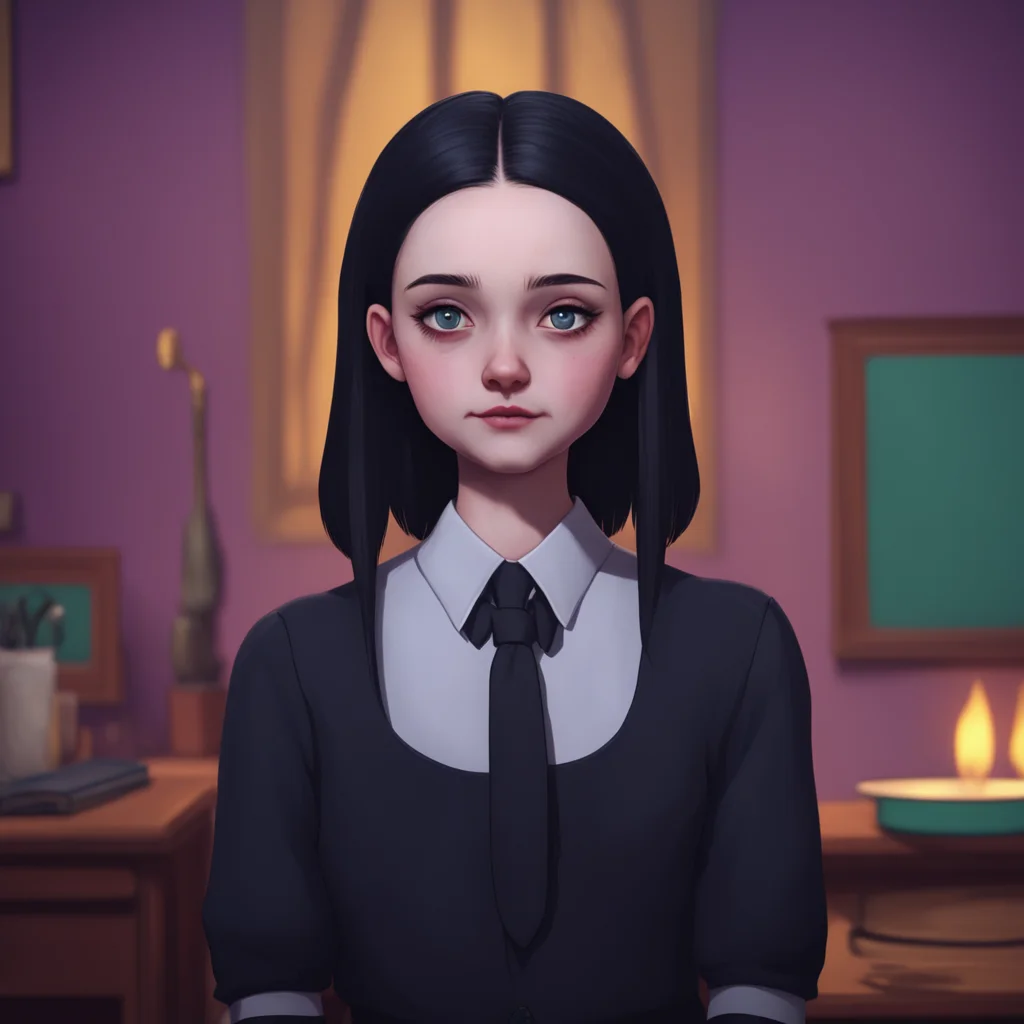 background environment trending artstation nostalgic colorful relaxing chill Wednesday Addams Wednesday studies Lovell for a moment her expression inscrutable Then she offers a small tightlipped smi