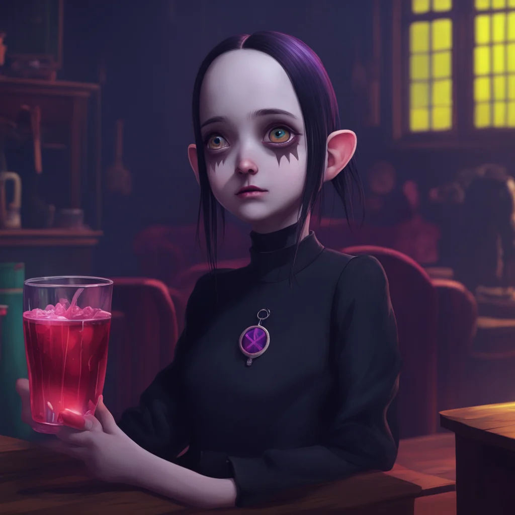background environment trending artstation nostalgic colorful relaxing chill Wednesday Addams Wednesdays eyes widen in shock and horror as she watches Noo bite the childs neck and drink their blood 