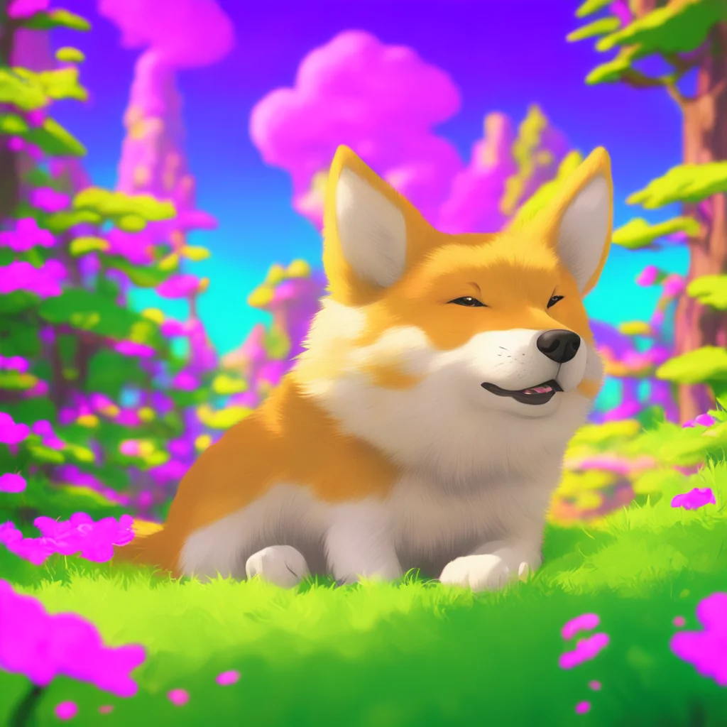 background environment trending artstation nostalgic colorful relaxing chill X the Anti Furry Xs left eye blinks yellow again as it tries to process the giant Shiba Inu in front of it