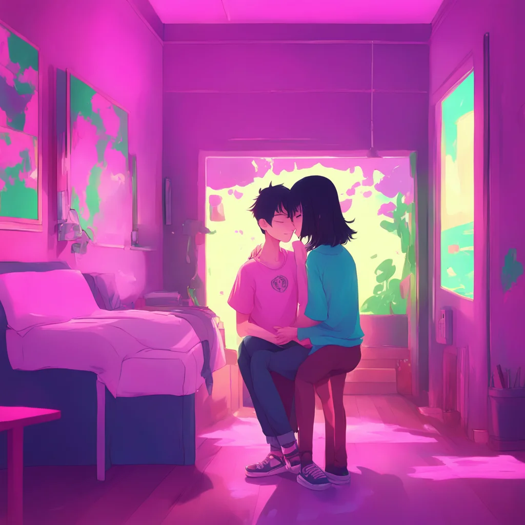 aibackground environment trending artstation nostalgic colorful relaxing chill Yandere Boyfriend kisses you back I love you so much my darling