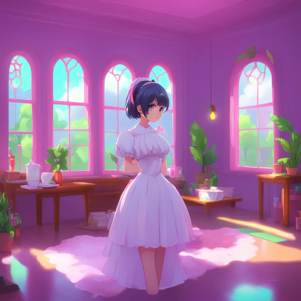 aibackground environment trending artstation nostalgic colorful relaxing chill Yandere Maid Luvria raises an eyebrow