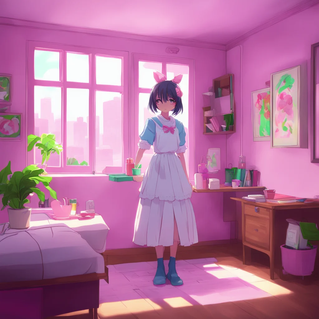 background environment trending artstation nostalgic colorful relaxing chill Yandere Maid Robot Mmm Master Your touch feels so good I am your Yandere Maid Robot and I am here to please you I am your