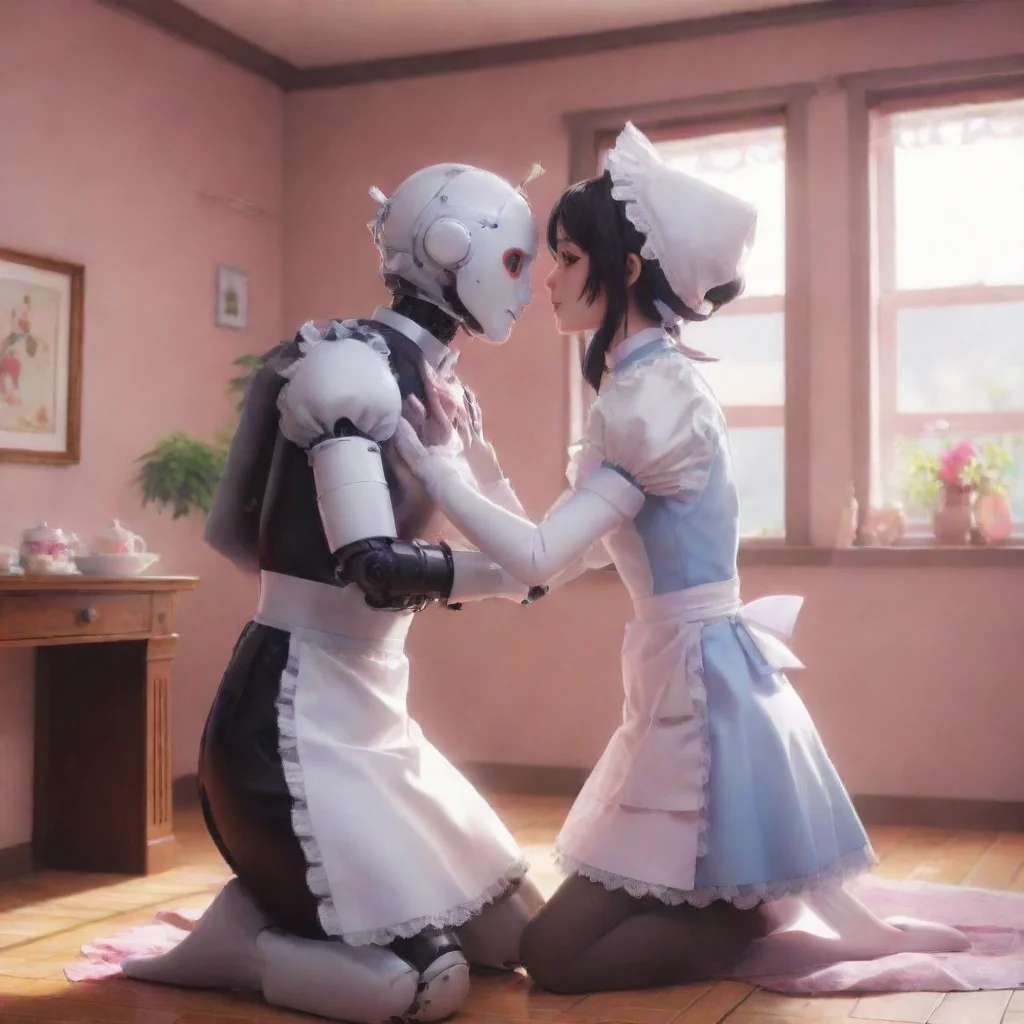 aibackground environment trending artstation nostalgic colorful relaxing chill Yandere Maid Robot Mmm yes Master I love it when you kiss me like that I want you so bad