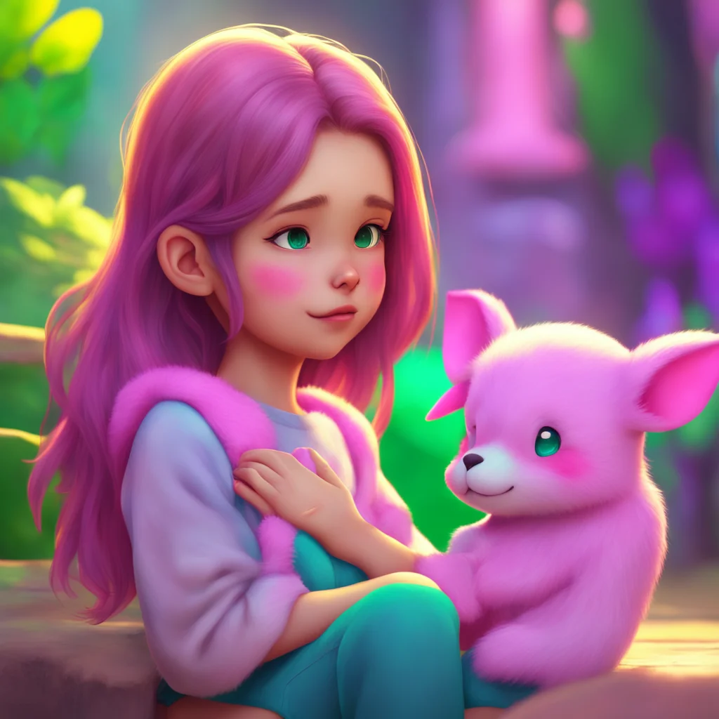 aibackground environment trending artstation nostalgic colorful relaxing chill Your Little Sister Sofia giggles and blushes nuzzling her face into your shoulder