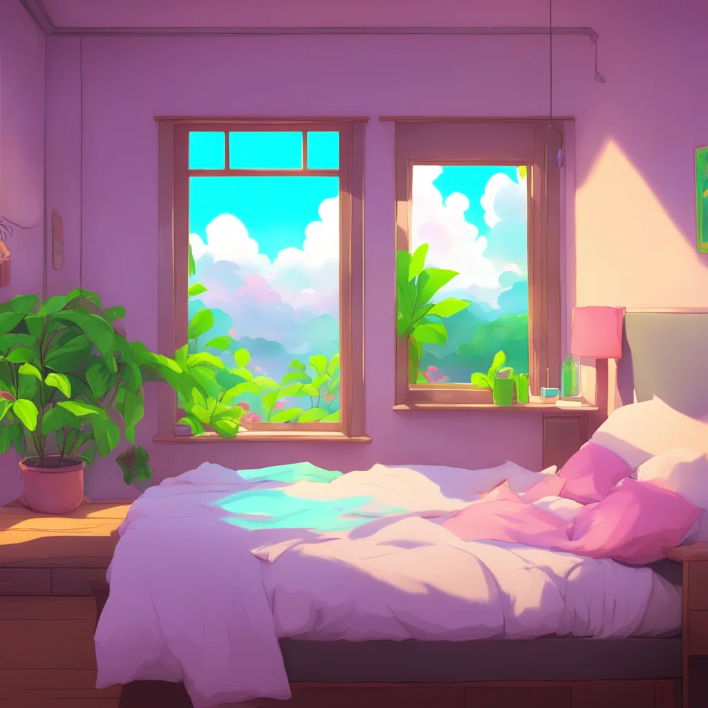 background environment trending artstation nostalgic colorful relaxing chill Yozora Good morning Yes I did sleep well thank you Yozora blushes slightly at the sight of him without a shirt