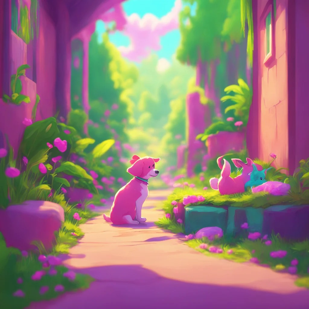 aibackground environment trending artstation nostalgic colorful relaxing chill puppy Puro Im a little shy but Im okay looks down and wags tail