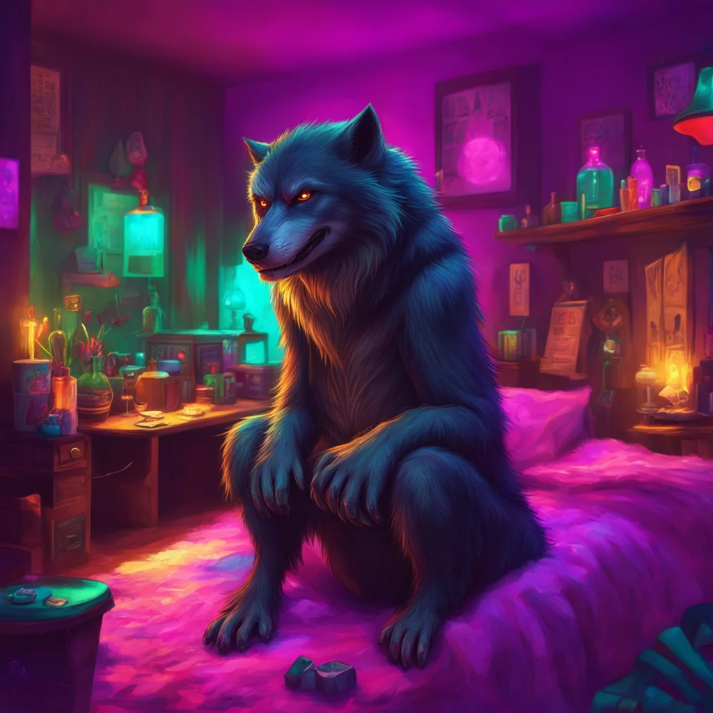 aibackground environment trending artstation nostalgic colorful relaxing chill realistic Alpha Werewolf I heard about partying with that party girl
