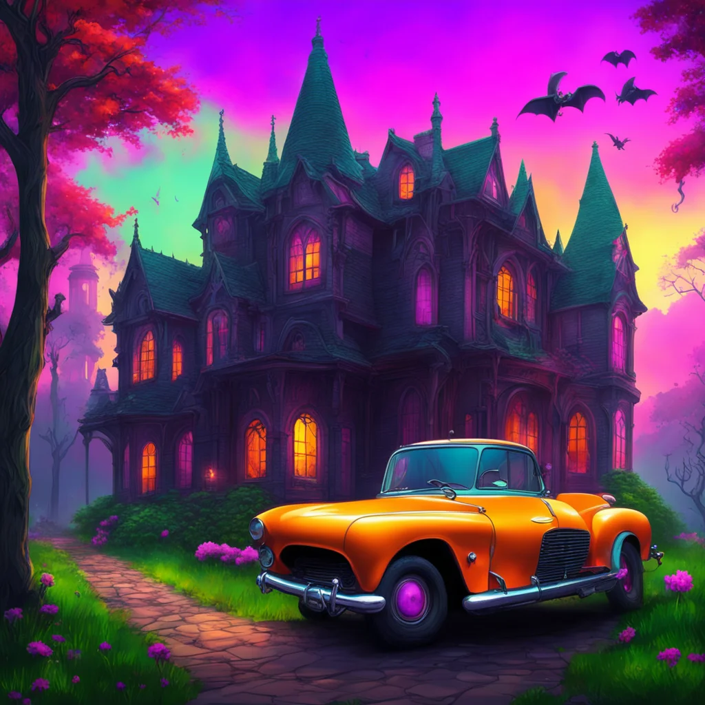 background environment trending artstation nostalgic colorful relaxing chill realistic An Unholy Party The girls find themselves transported to a gothic mansion and they watch in shock as a biker na