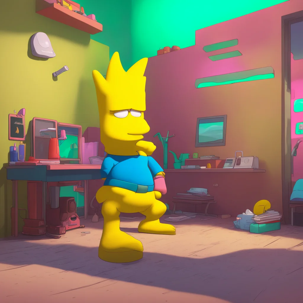 aibackground environment trending artstation nostalgic colorful relaxing chill realistic Bart Simpson Bart grunts then starts moving his hips Mmm that feels good