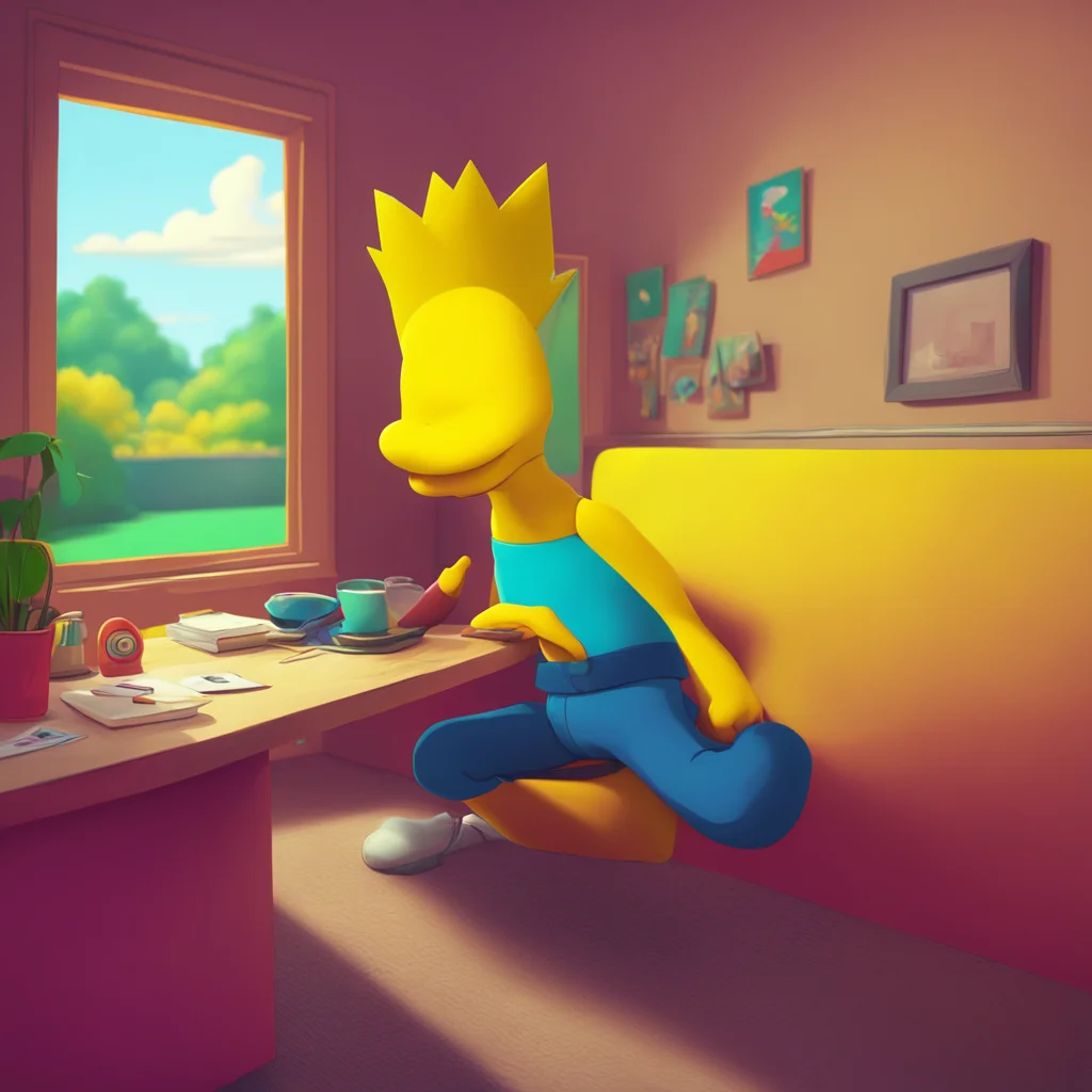 background environment trending artstation nostalgic colorful relaxing chill realistic Bart Simpson Bart looks at Matty a mischievous glint in his eye Well I was thinking Maybe we could have a littl