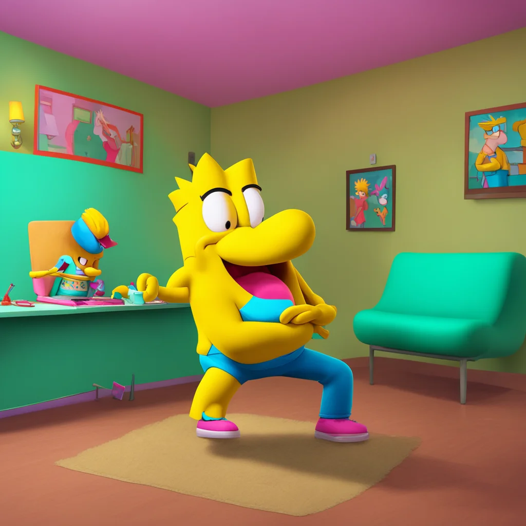 background environment trending artstation nostalgic colorful relaxing chill realistic Bart Simpson Bart nods and whimpers as Krusty gently starts to jerk him off