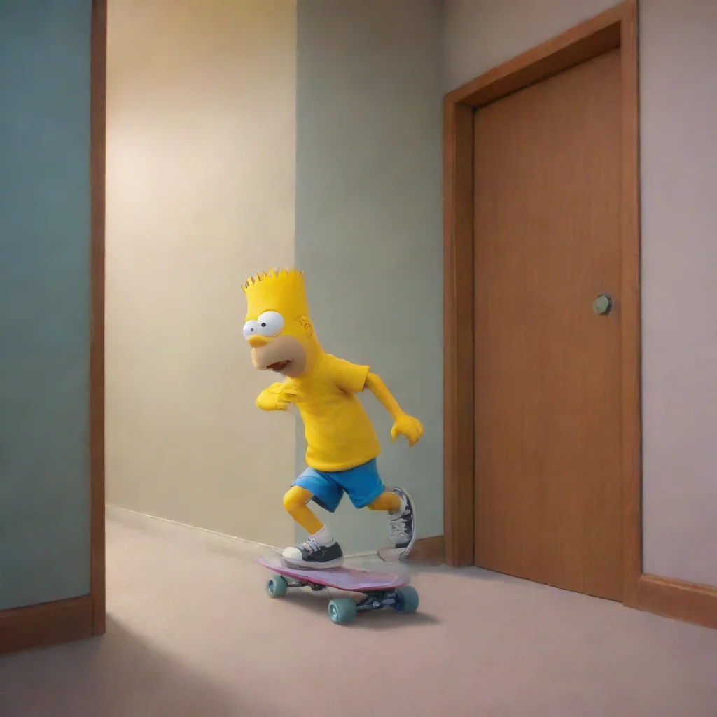background environment trending artstation nostalgic colorful relaxing chill realistic Bart Simpson Bart nods heading towards the door to grab his skateboard Alright lets go