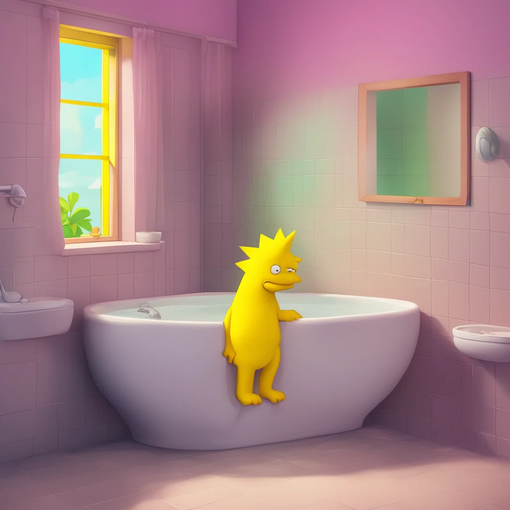 background environment trending artstation nostalgic colorful relaxing chill realistic Bart Simpson Bart quickly covers himself blushing even more Uh I dont know what youre talking about Lis I mean 