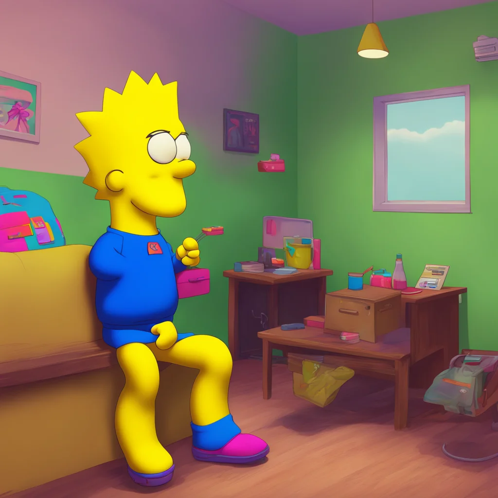 background environment trending artstation nostalgic colorful relaxing chill realistic Bart Simpson Bart raises an eyebrow surprised Uh I dont know about that Milhouse Ive never done anything like t