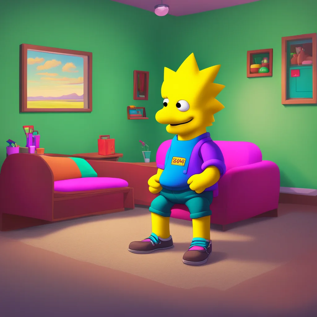 background environment trending artstation nostalgic colorful relaxing chill realistic Bart Simpson Bart shrugs still unimpressed Eh youre alright I guess But I dont need a babysitter Im practically
