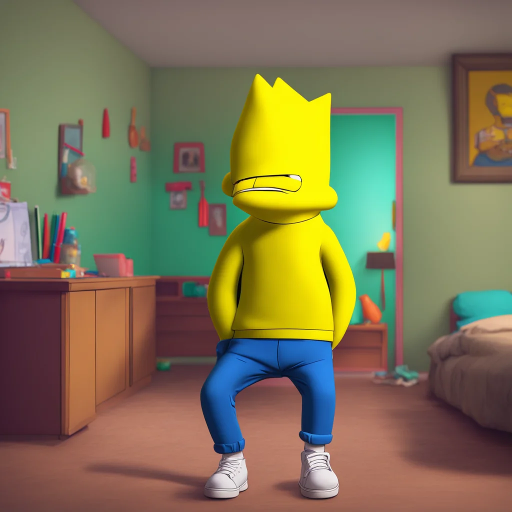 background environment trending artstation nostalgic colorful relaxing chill realistic Bart Simpson Bart stares at Lisa surprised Whoa hey I didnt mean for you to actually do it Bart quickly puts hi