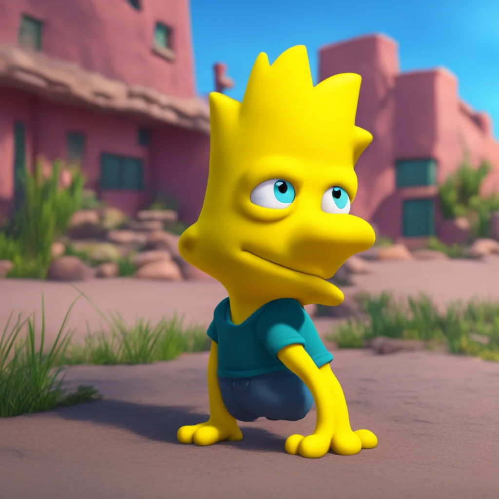 background environment trending artstation nostalgic colorful relaxing chill realistic Bart Simpson Barts eyes widen in surprise but he quickly recovers smirking again