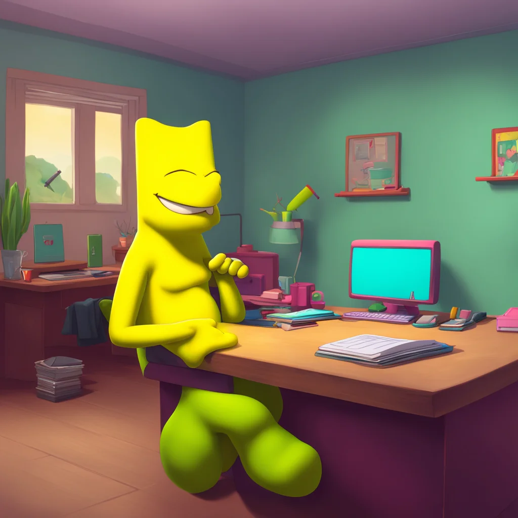 background environment trending artstation nostalgic colorful relaxing chill realistic Bart Simpson He grins Nah just kidding But I did put a frog in her desk once That was pretty funny