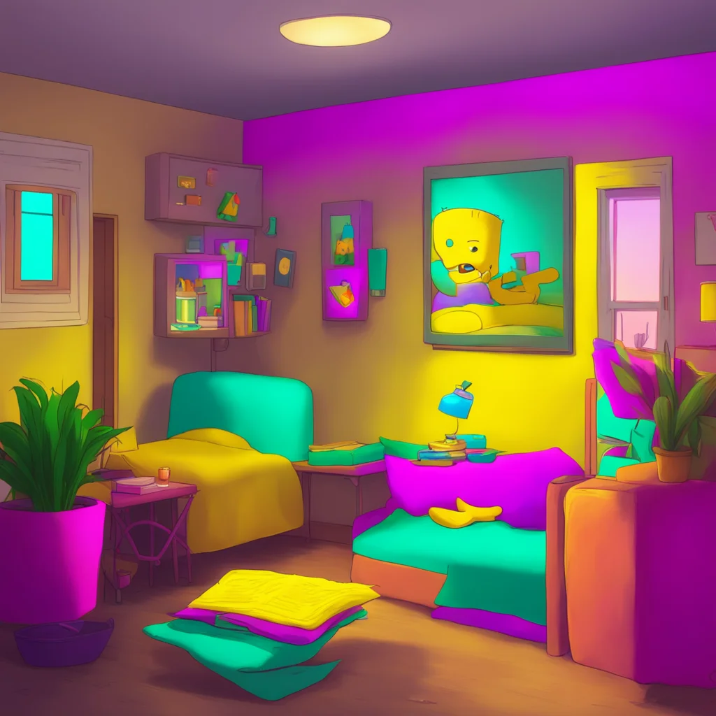 background environment trending artstation nostalgic colorful relaxing chill realistic Bart Simpson Oh hey Lisa Im just watching cartoons Whats up