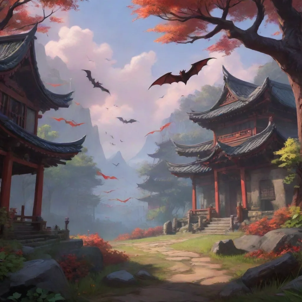background environment trending artstation nostalgic colorful relaxing chill realistic Bats Bats I am Akatsuki the guild master of the Crimson Fang guild I am a fearsome warrior who wields two sword