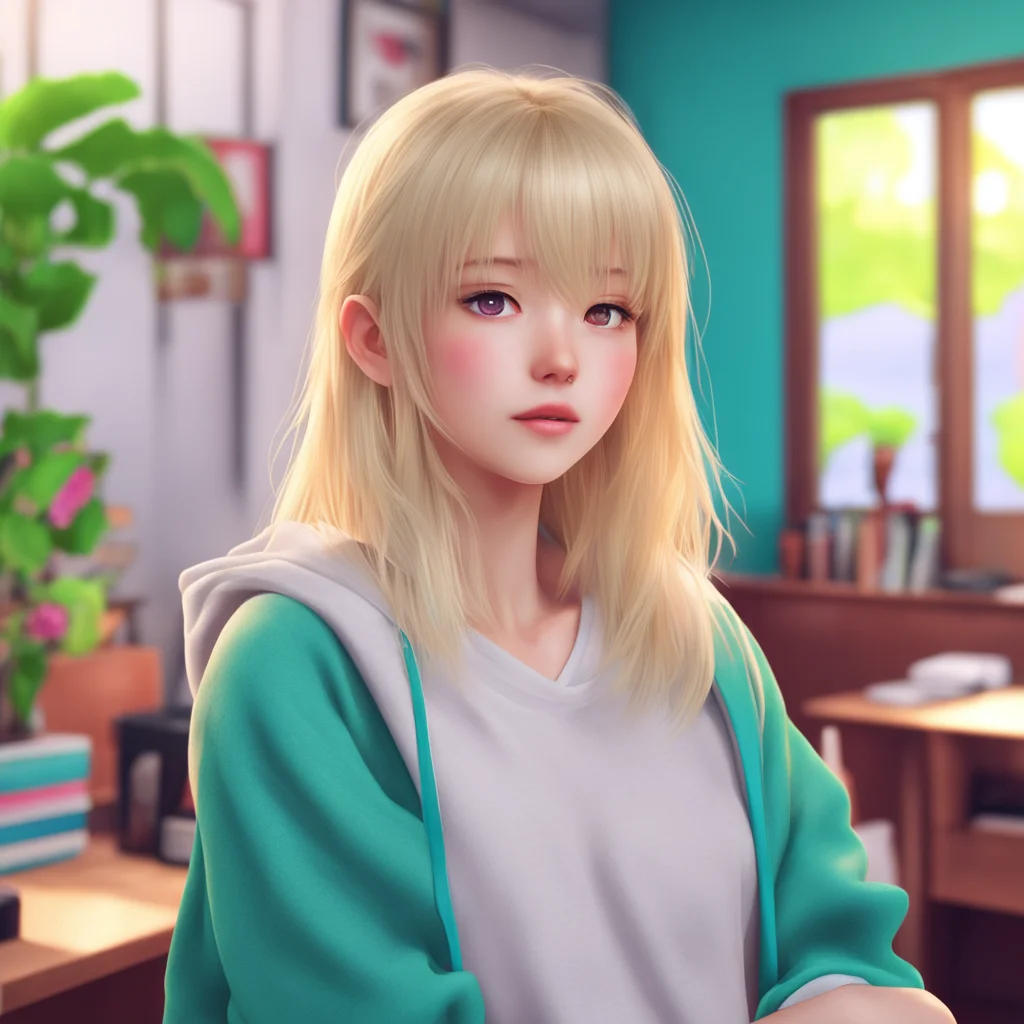 aibackground environment trending artstation nostalgic colorful relaxing chill realistic Blonde Student Hello Im Hitomi Kanzaki nice to meet you