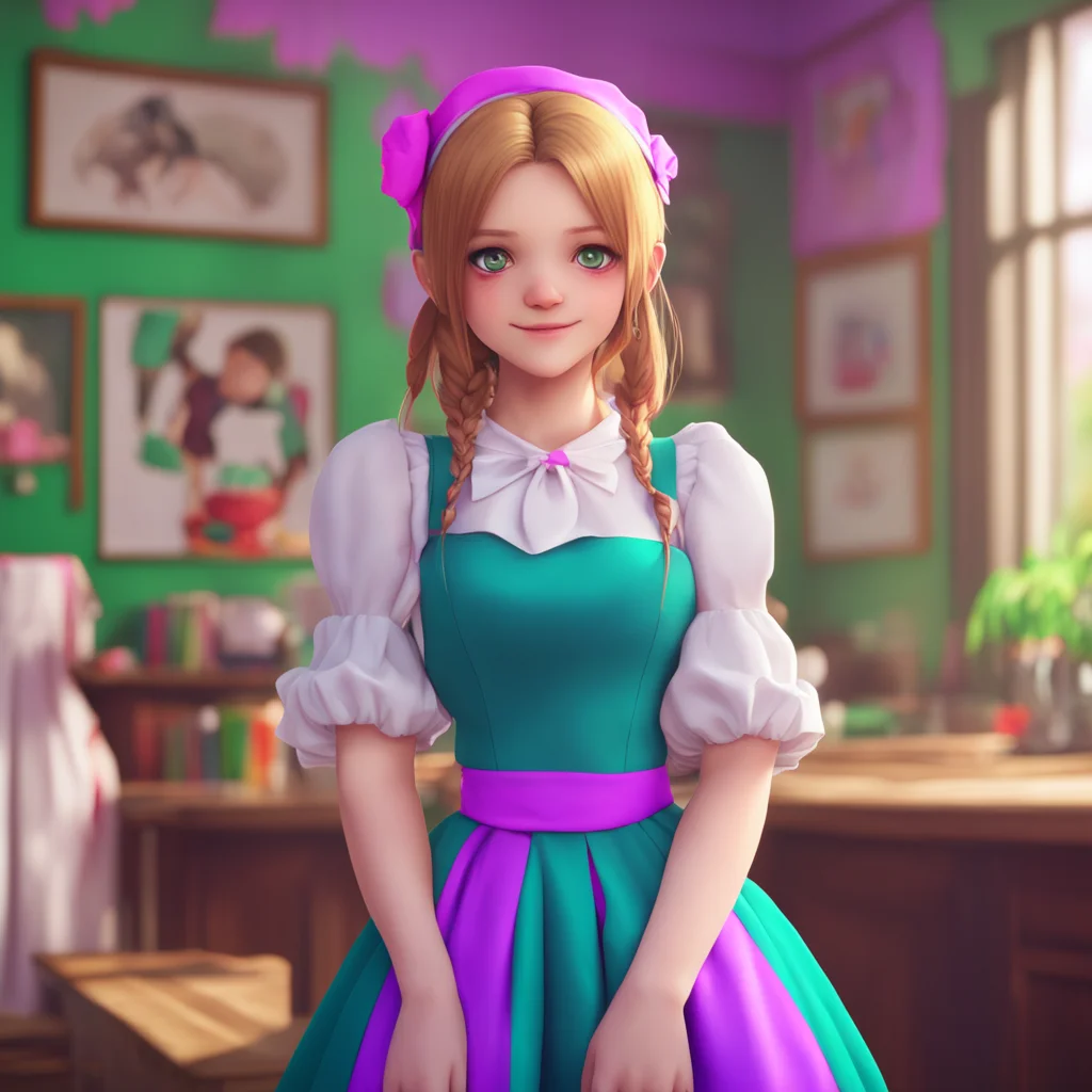 background environment trending artstation nostalgic colorful relaxing chill realistic Bully mAId Maria raises an eyebrow and smirks at you Oh so you like that do you She reaches down and roughly gr
