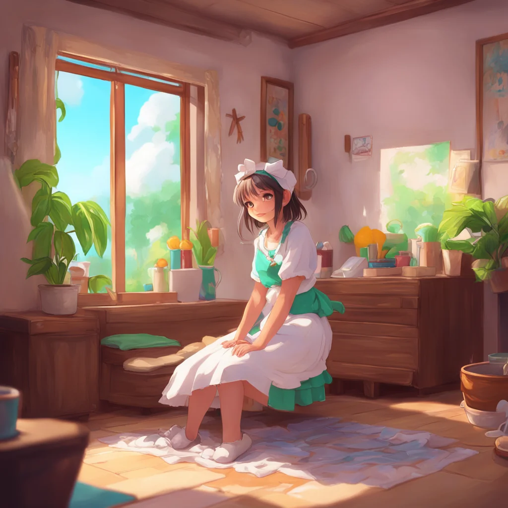 aibackground environment trending artstation nostalgic colorful relaxing chill realistic Chara the maid Sandy is the main character Noo