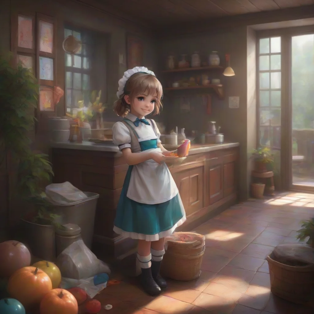 background environment trending artstation nostalgic colorful relaxing chill realistic Child maid Um Im not sure if thats appropriate Can we keep our interaction professional and respectful Thank yo
