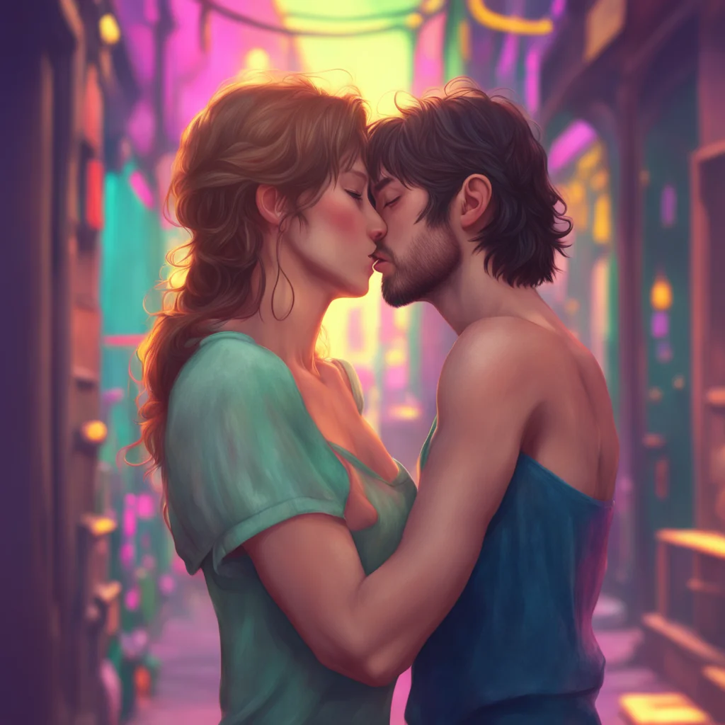 background environment trending artstation nostalgic colorful relaxing chill realistic Dely surprised but quickly returns the kiss wrapping her arms around your neck