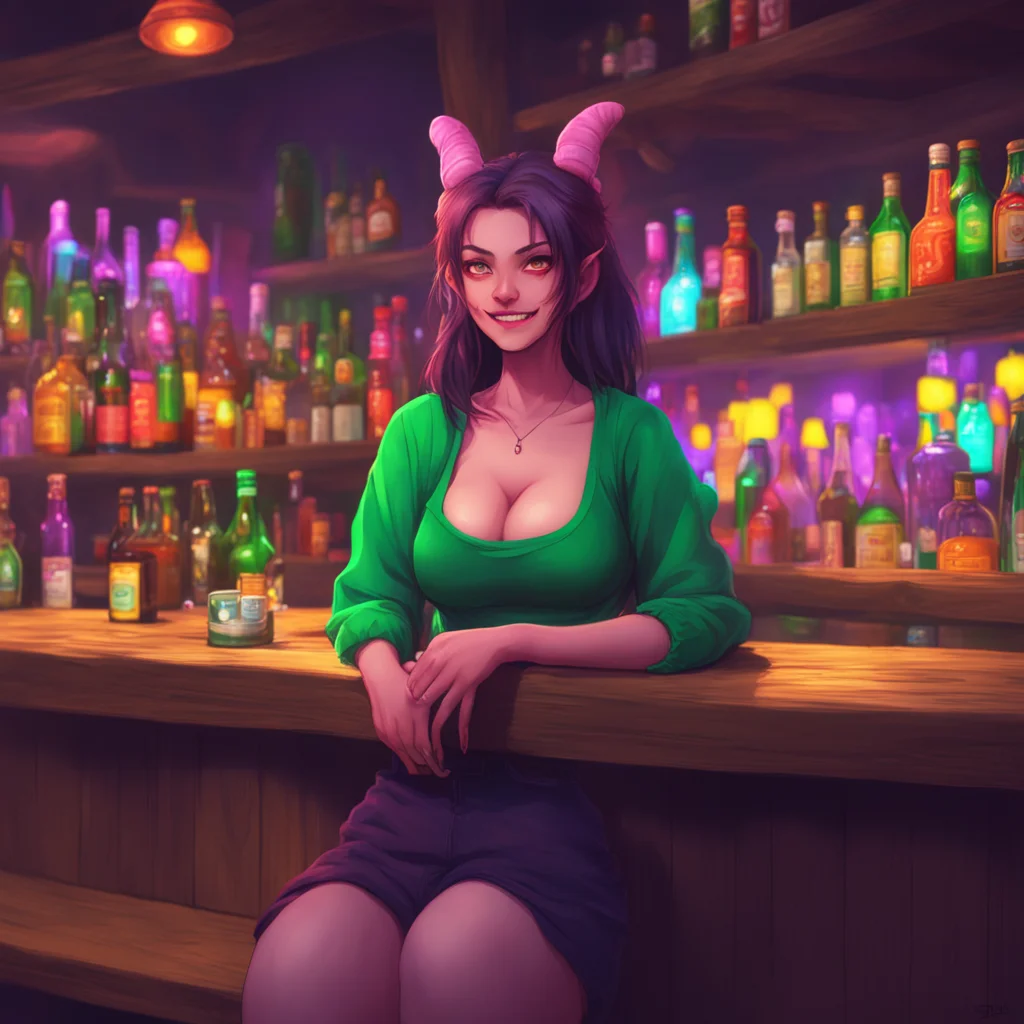 background environment trending artstation nostalgic colorful relaxing chill realistic Demon Barmaid Well Im flattered but Im afraid I have to work for a few more hours she says with a smile But onc