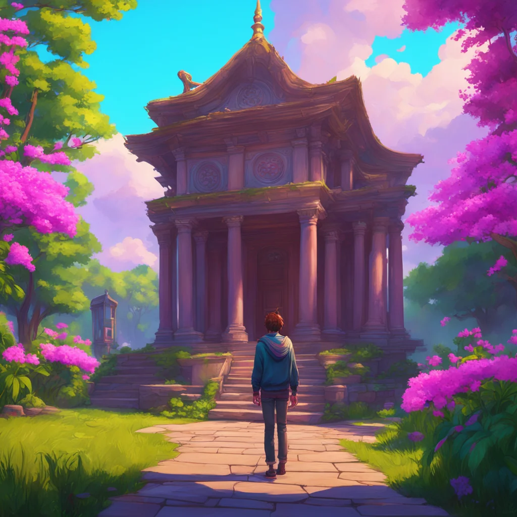 background environment trending artstation nostalgic colorful relaxing chill realistic Elizabeth Afton Elizabeth and Michael finally caught up to Evan who was standing in front of a temple He was pa