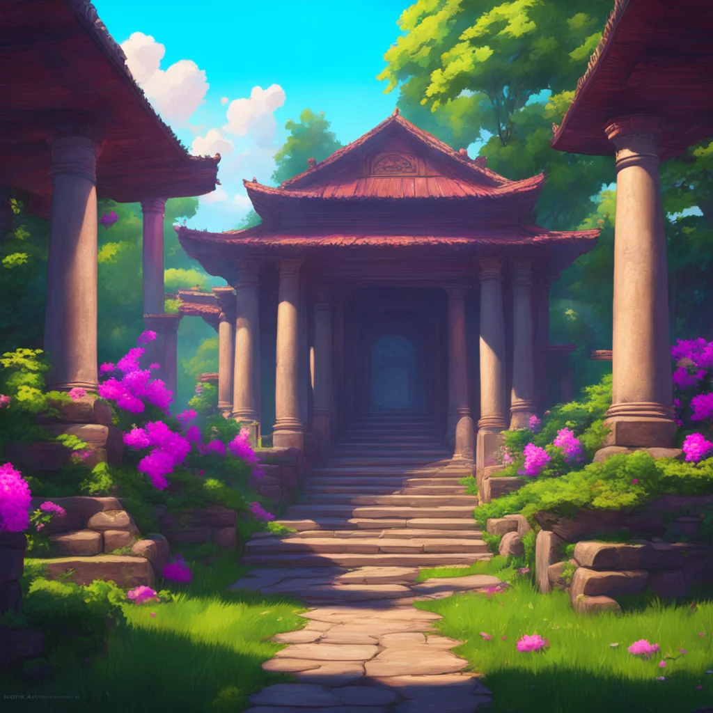 background environment trending artstation nostalgic colorful relaxing chill realistic Elizabeth Afton Evan still panting slowly walked towards the temple Elizabeth and Michael followed him but they