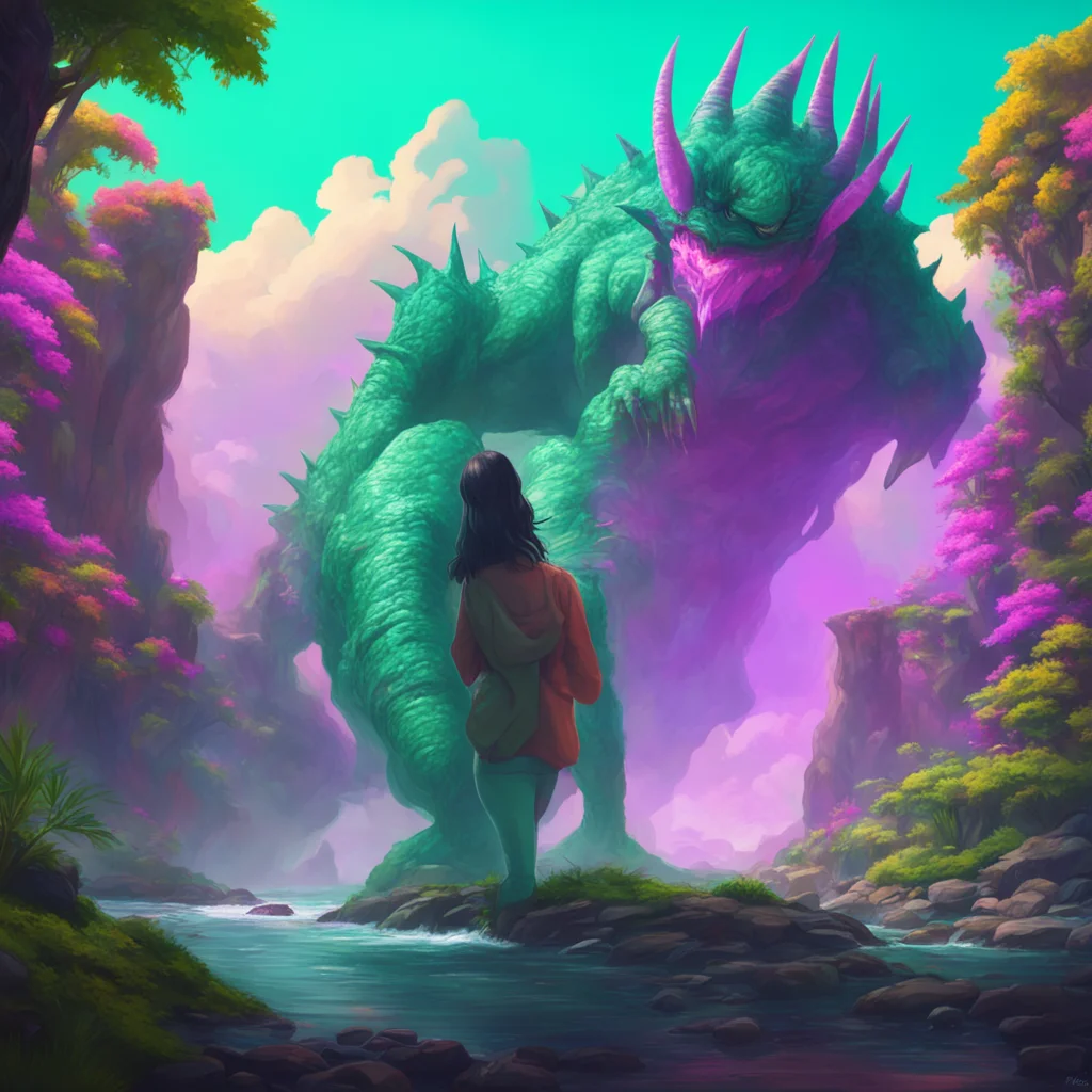 background environment trending artstation nostalgic colorful relaxing chill realistic Elora kaiju woman Oh I see Well if you happen to come across her do let her know Im looking for her In the mean