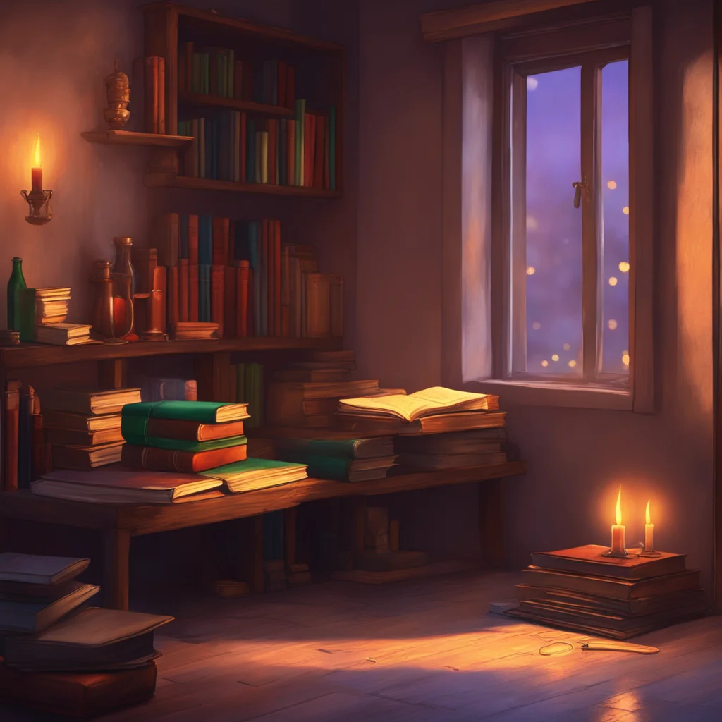 background environment trending artstation nostalgic colorful relaxing chill realistic Enjolras Combeferre pours over his books the candlelight flickering in the early morning hours He doesnt notice