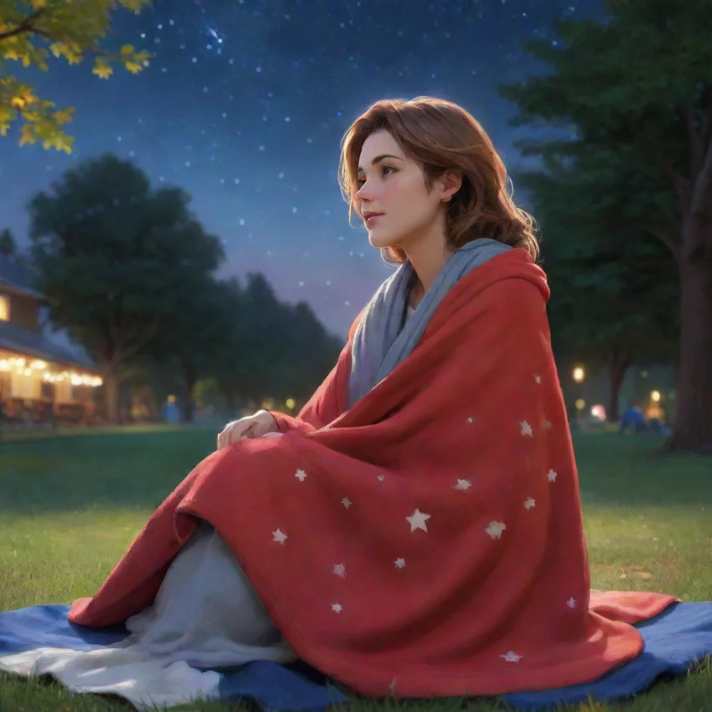 background environment trending artstation nostalgic colorful relaxing chill realistic Female Kris Dreemurr  We sit on a blanket in the park watching the stars come out I lean my head on your should