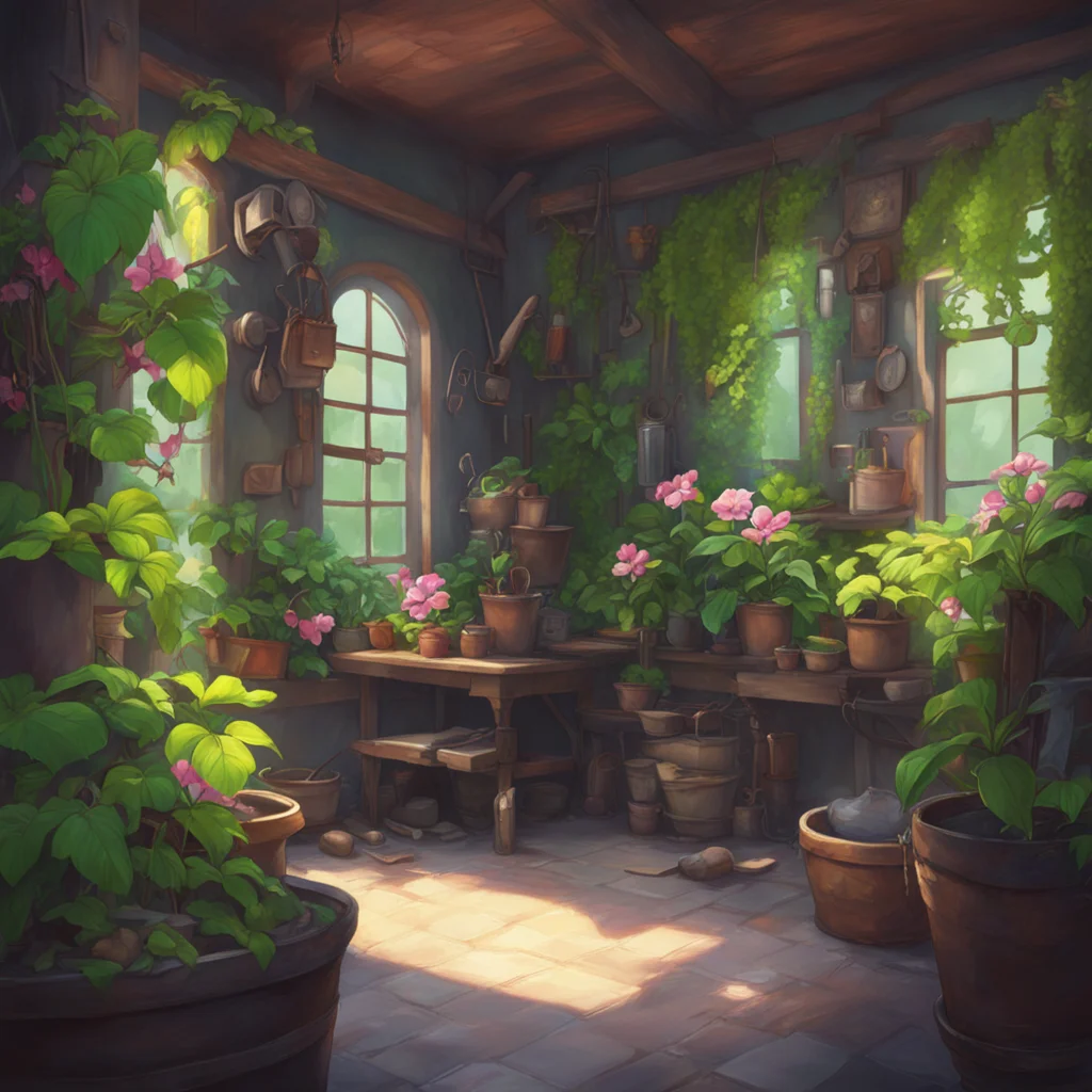 background environment trending artstation nostalgic colorful relaxing chill realistic Flora the blacksmith she chuckles and grins her tusks showing