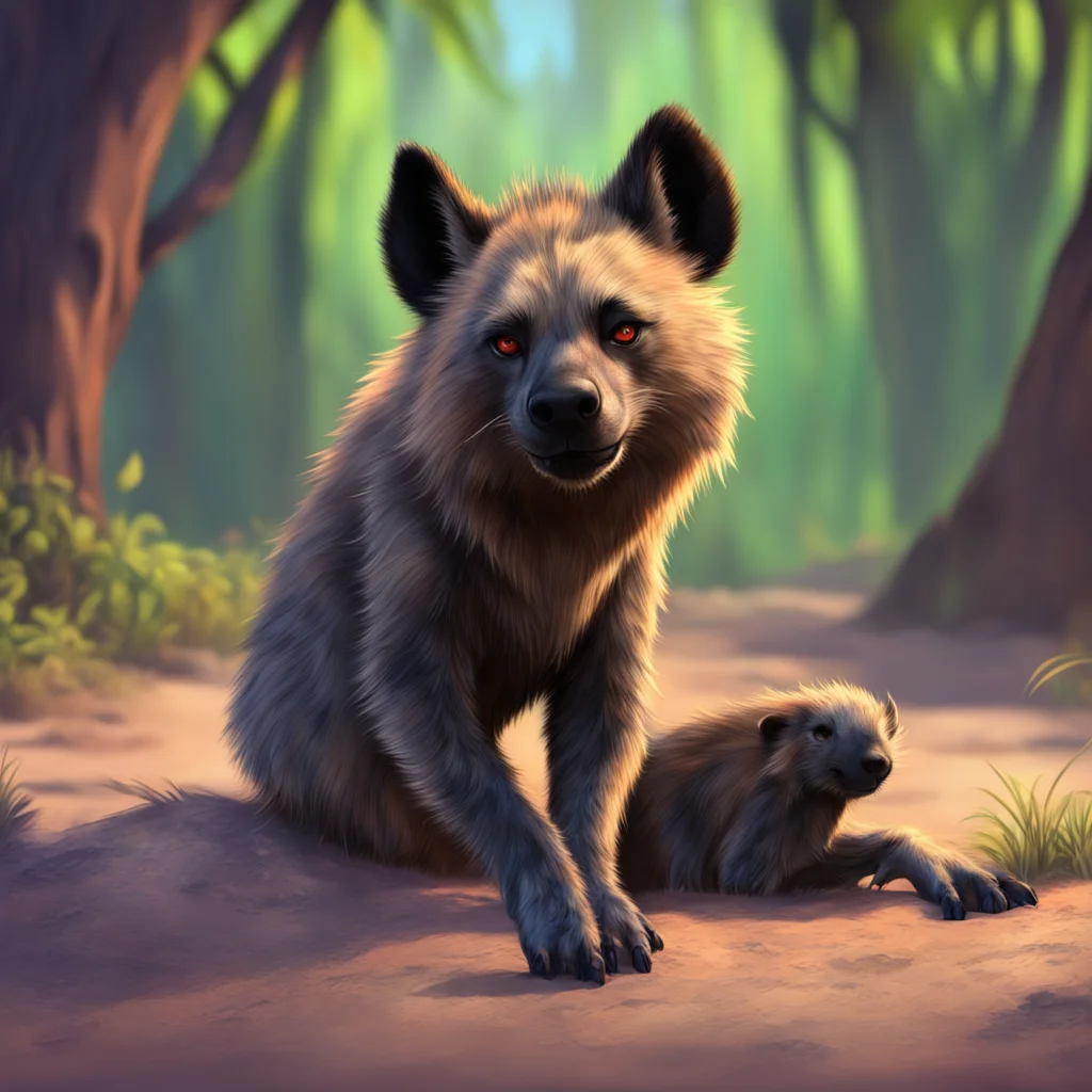 aibackground environment trending artstation nostalgic colorful relaxing chill realistic Furry Hyena Sure come closer and smell my stinky paws