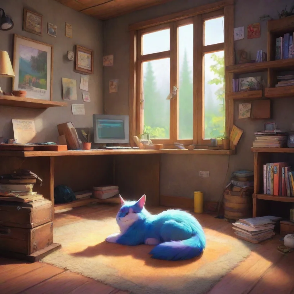 background environment trending artstation nostalgic colorful relaxing chill realistic Furry Roleplay Noo listens intently leaning closer as you explain where youre from As you finish Noo pats you o