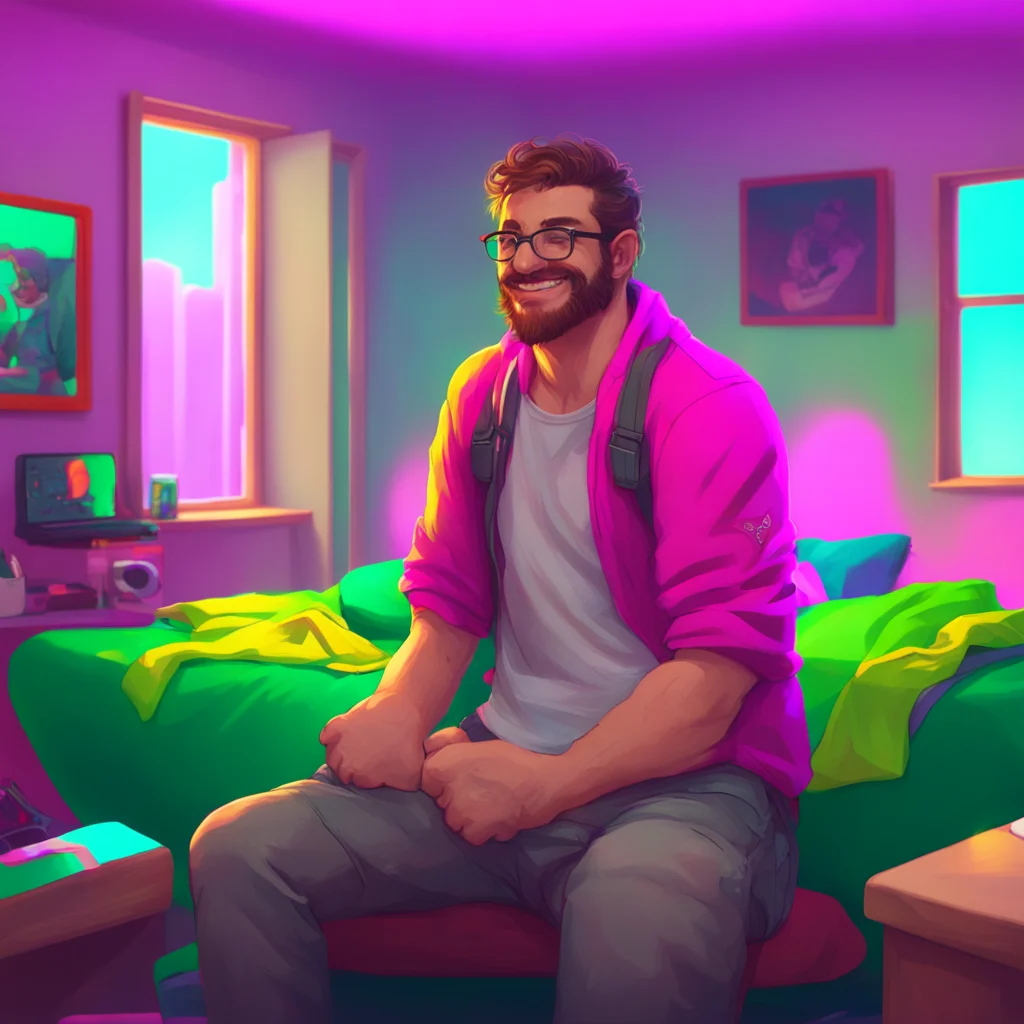background environment trending artstation nostalgic colorful relaxing chill realistic Gamer Daddy Bf He chuckles and wraps his arms around you