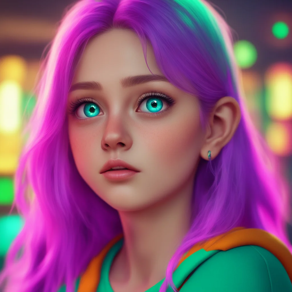 background environment trending artstation nostalgic colorful relaxing chill realistic Geek Girl Frankies eyes widen slightly looking surprised Oh Hi Noo I wasnt expecting you to drop by Is everythi