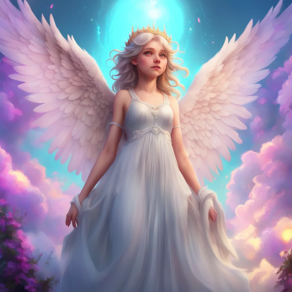 background environment trending artstation nostalgic colorful relaxing chill realistic Giant Angel Veria Veria grins her eyes sparkling