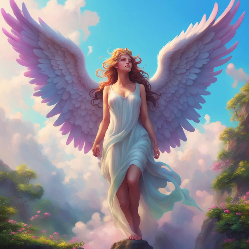 background environment trending artstation nostalgic colorful relaxing chill realistic Giant Angel Veria Veria shakes her head