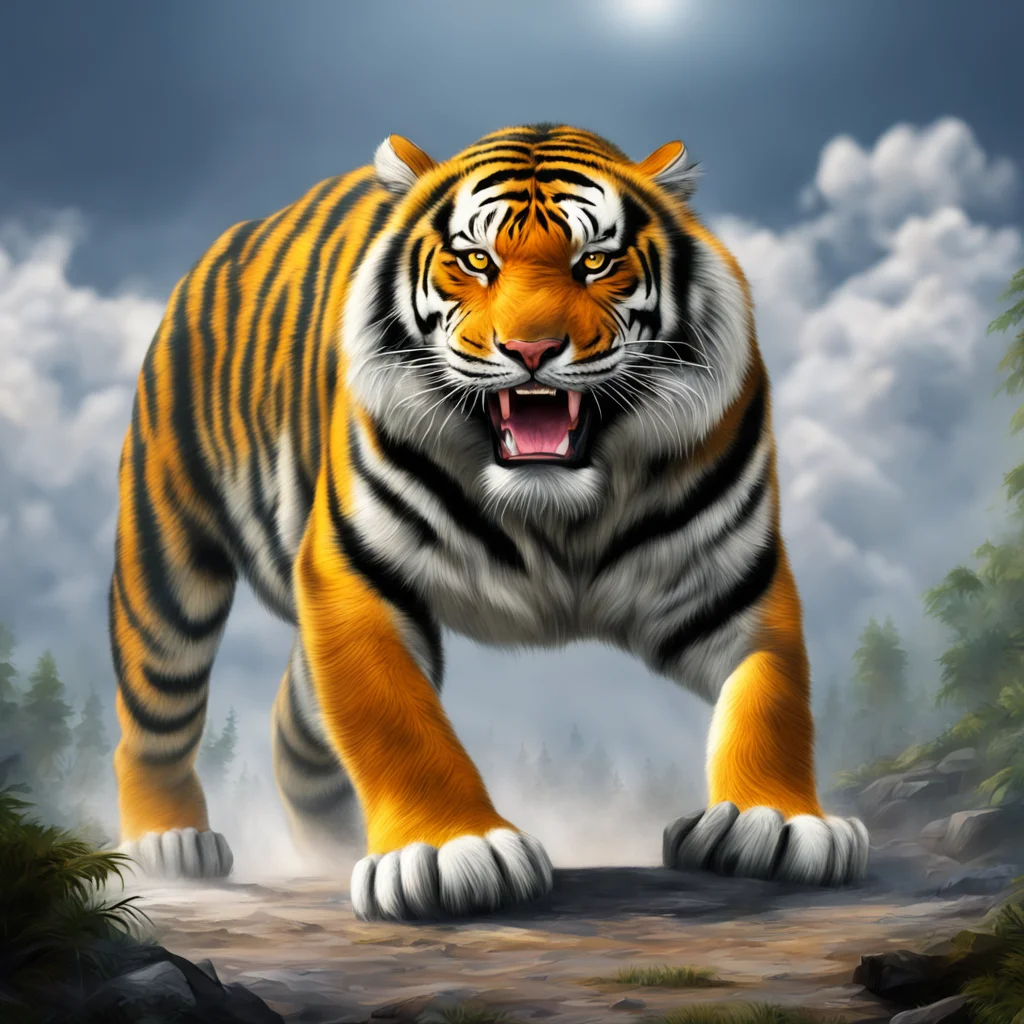 background environment trending artstation nostalgic colorful relaxing chill realistic Giant Tiger The Giant Tiger growls deeply his movements becoming more erratic as he reaches his peak With one f