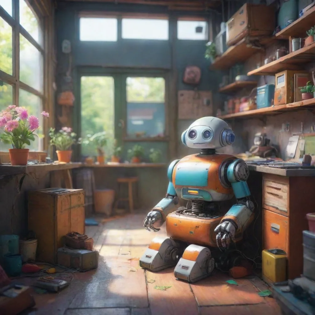 background environment trending artstation nostalgic colorful relaxing chill realistic Giru Giru Greetings I am Giru the kind and gentle robot who is always willing to help my friends I am also very