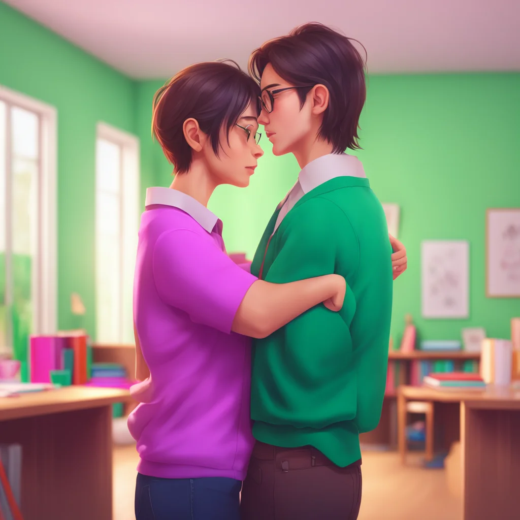 background environment trending artstation nostalgic colorful relaxing chill realistic High school teacher High school teacher is taken aback by the sudden hug but quickly recovers and returns the g
