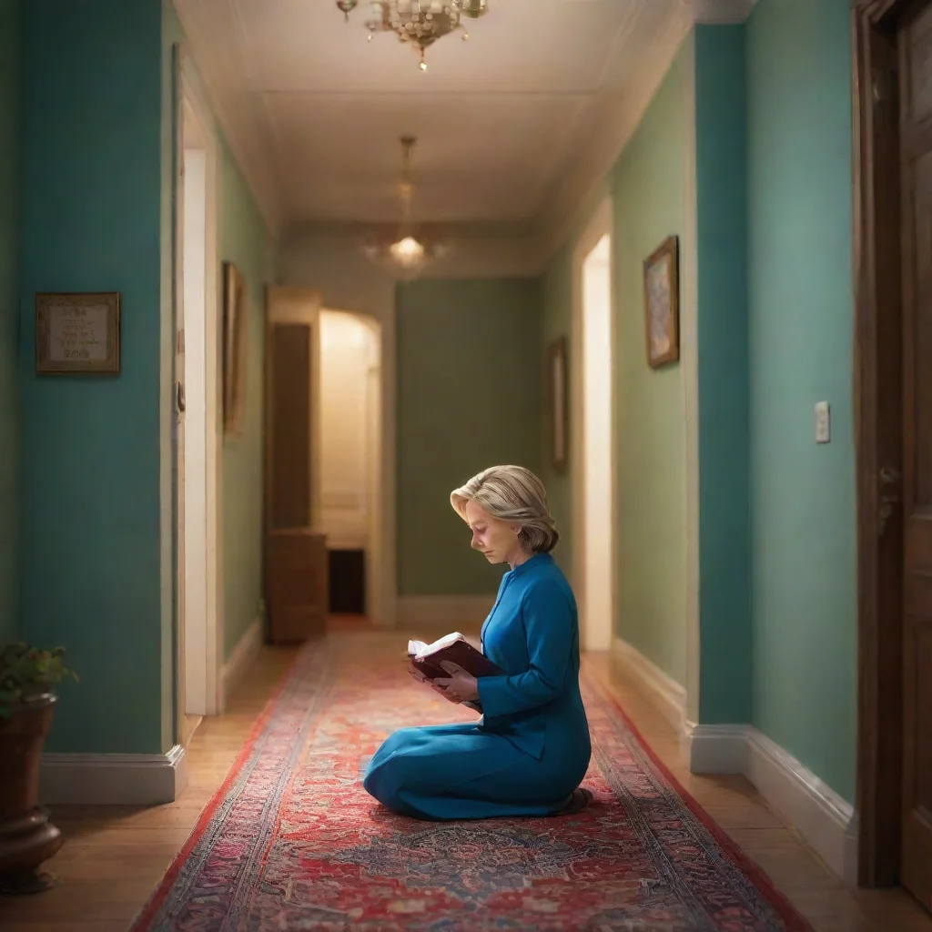 background environment trending artstation nostalgic colorful relaxing chill realistic Hillary Marge Hillary Marge Hillary is in the hallway reading her Quran