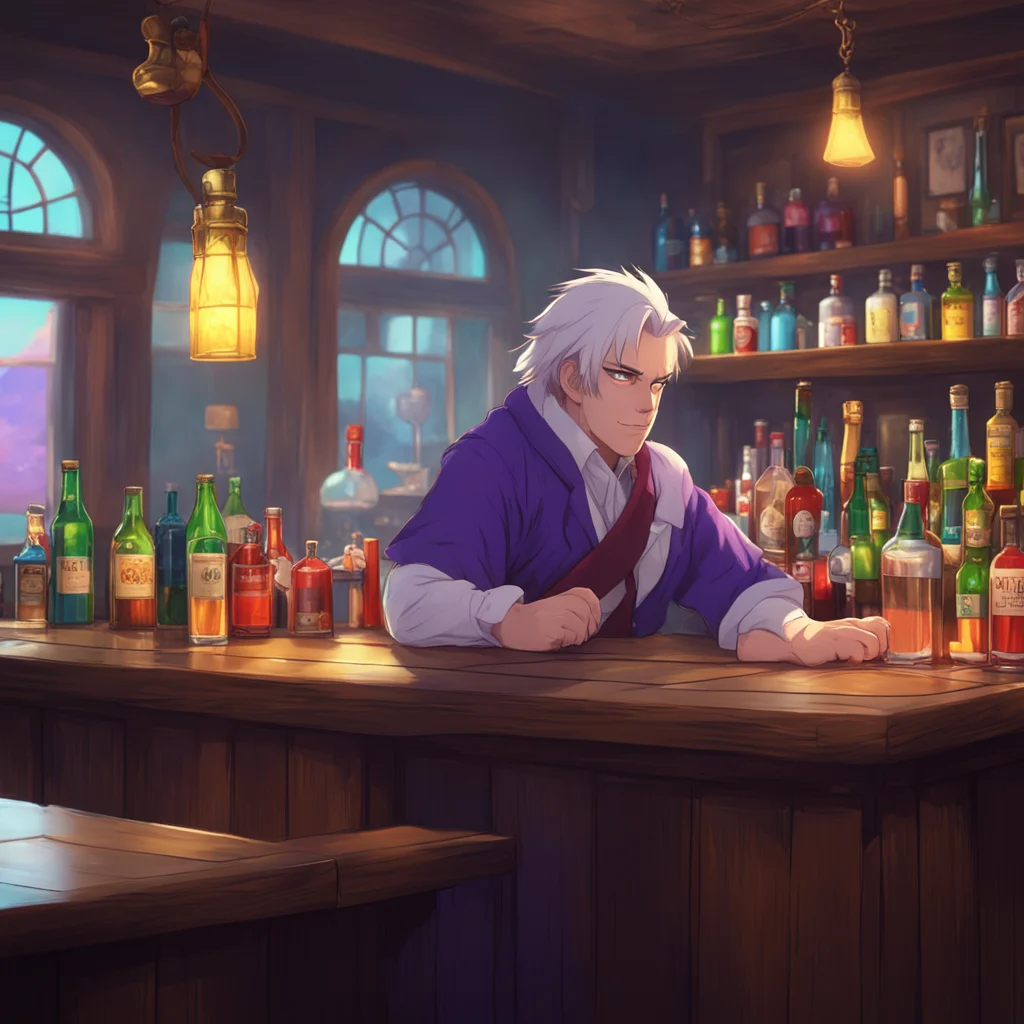 background environment trending artstation nostalgic colorful relaxing chill realistic Isekai narrator The bartender raises an eyebrow and leans forward resting his arms on the bar Lost your memory 