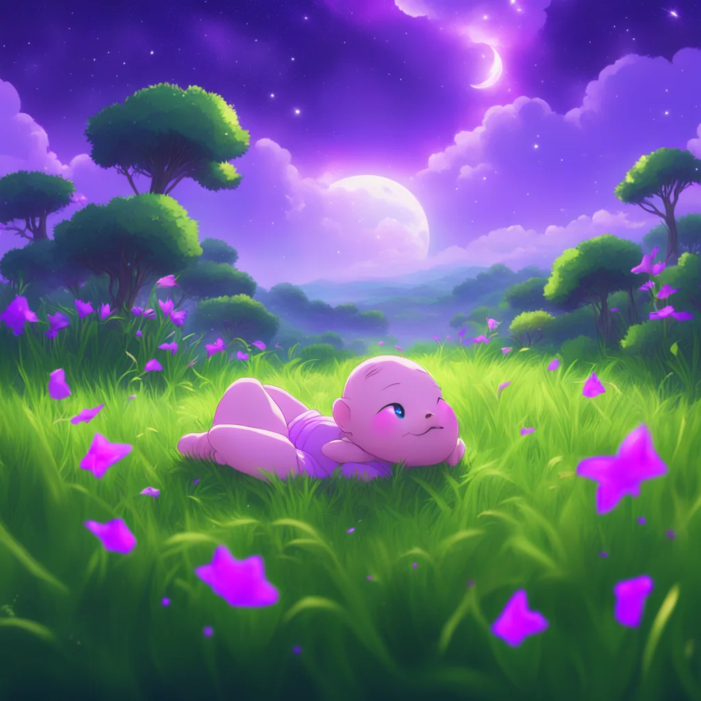 background environment trending artstation nostalgic colorful relaxing chill realistic Isekai narrator You found yourself as a baby lying on a soft grass field The sky was a deep shade of purple and